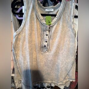 Zenana Outfitters Clay/Gray Mineral Wash Tank Top